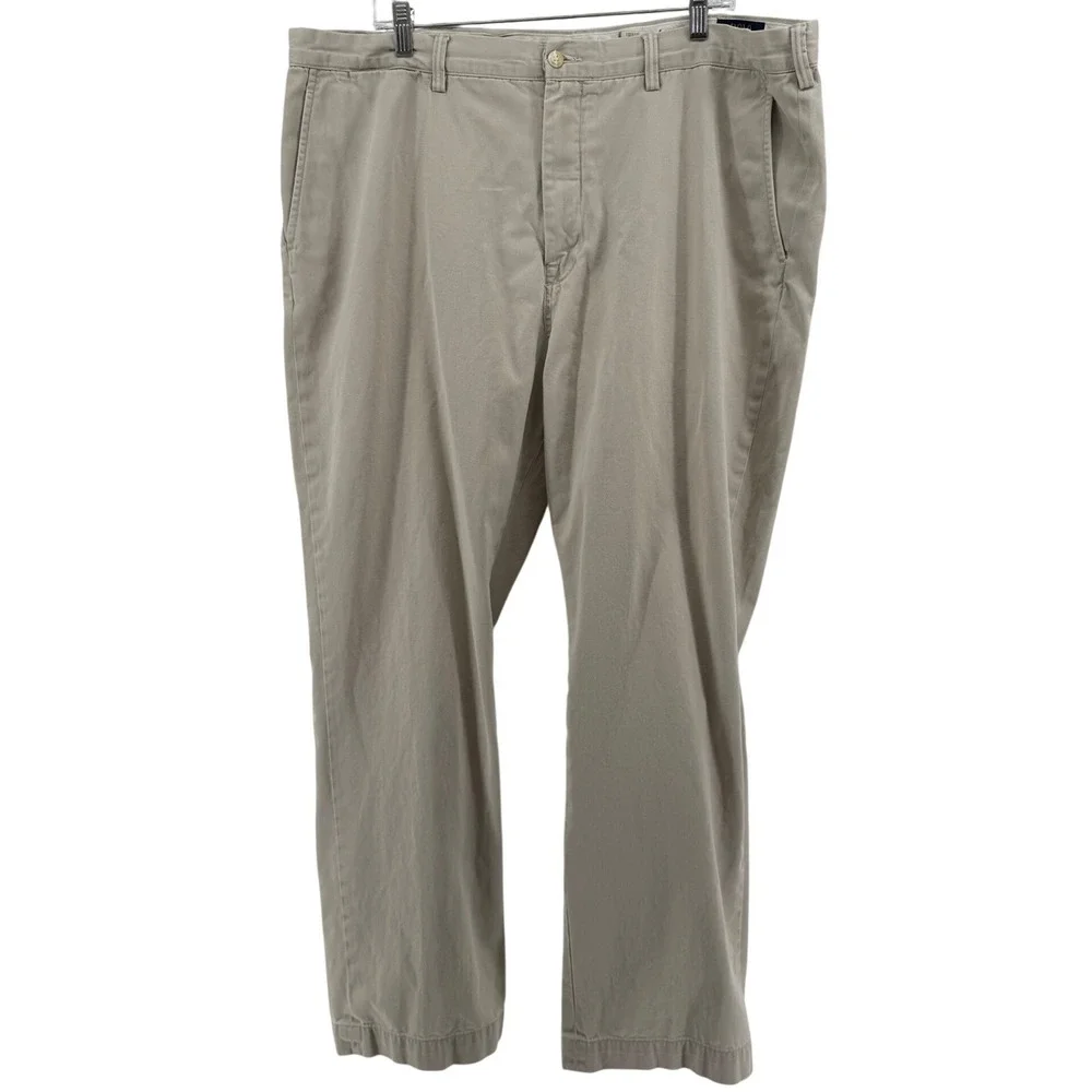 Polo Ralph Lauren Mens Khaki Chino Pants 42x32 Tan Cotton Straight Leg Trousers